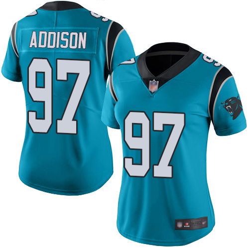Carolina Panthers Limited Blue Women Mario Addison Jersey NFL Football #97 Rush Vapor Untouchable->women nfl jersey->Women Jersey
